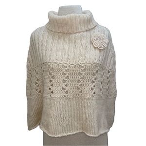 Anthropologie Sleeping on Snow Wool Granny Poncho